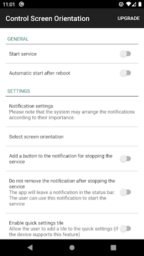 control screen rotation