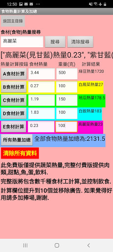 卡洛里(熱量)計算機 PC
