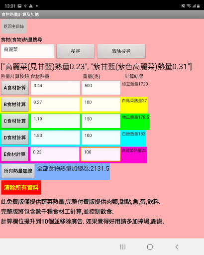卡洛里(熱量)計算機 PC