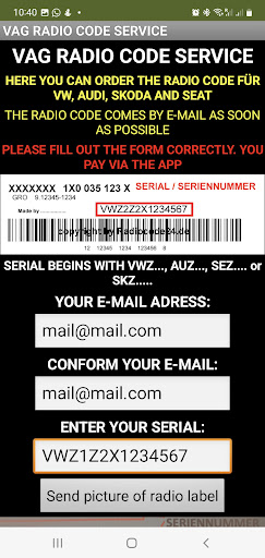 Radio Code Service VW Audi... para PC