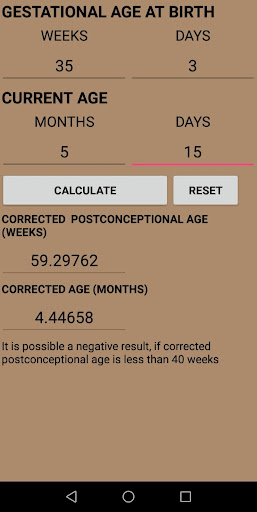 Preterm Corrected Age Calculat PC