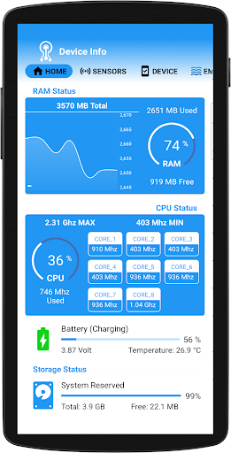 Device Info: CPU, RAM, Storage PC