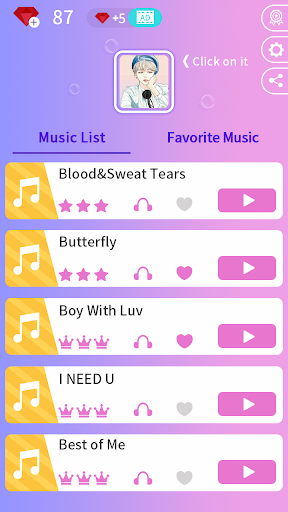 Kpop music game - BTS Tiles