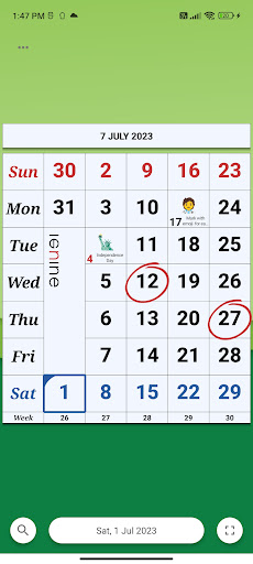 Monthly Calendar & Holidays