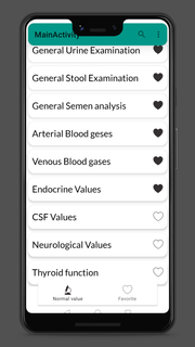 Normal values for medical tests PC