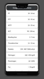 Normal values for medical tests PC