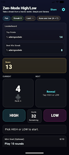 High or Low with Zen Mode PC