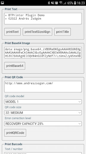Bluetooth Printer Plugin Demo