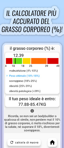 % Di grasso, muscoli, calorie PC