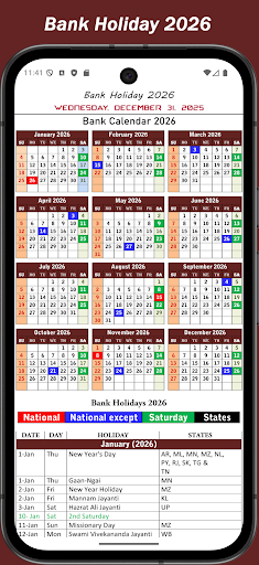 Holiday Calendar 2026
