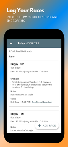 komputer RC Setup App & Race Log