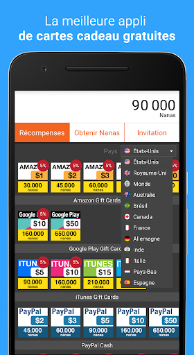 AppNana - Cartes cadeaux