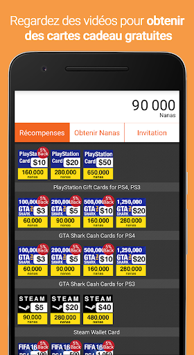 AppNana - Cartes cadeaux