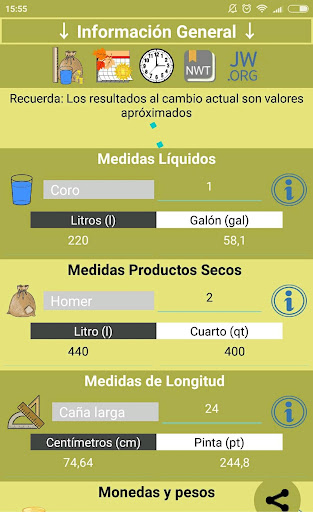 Medidas Bíblicas calculadora