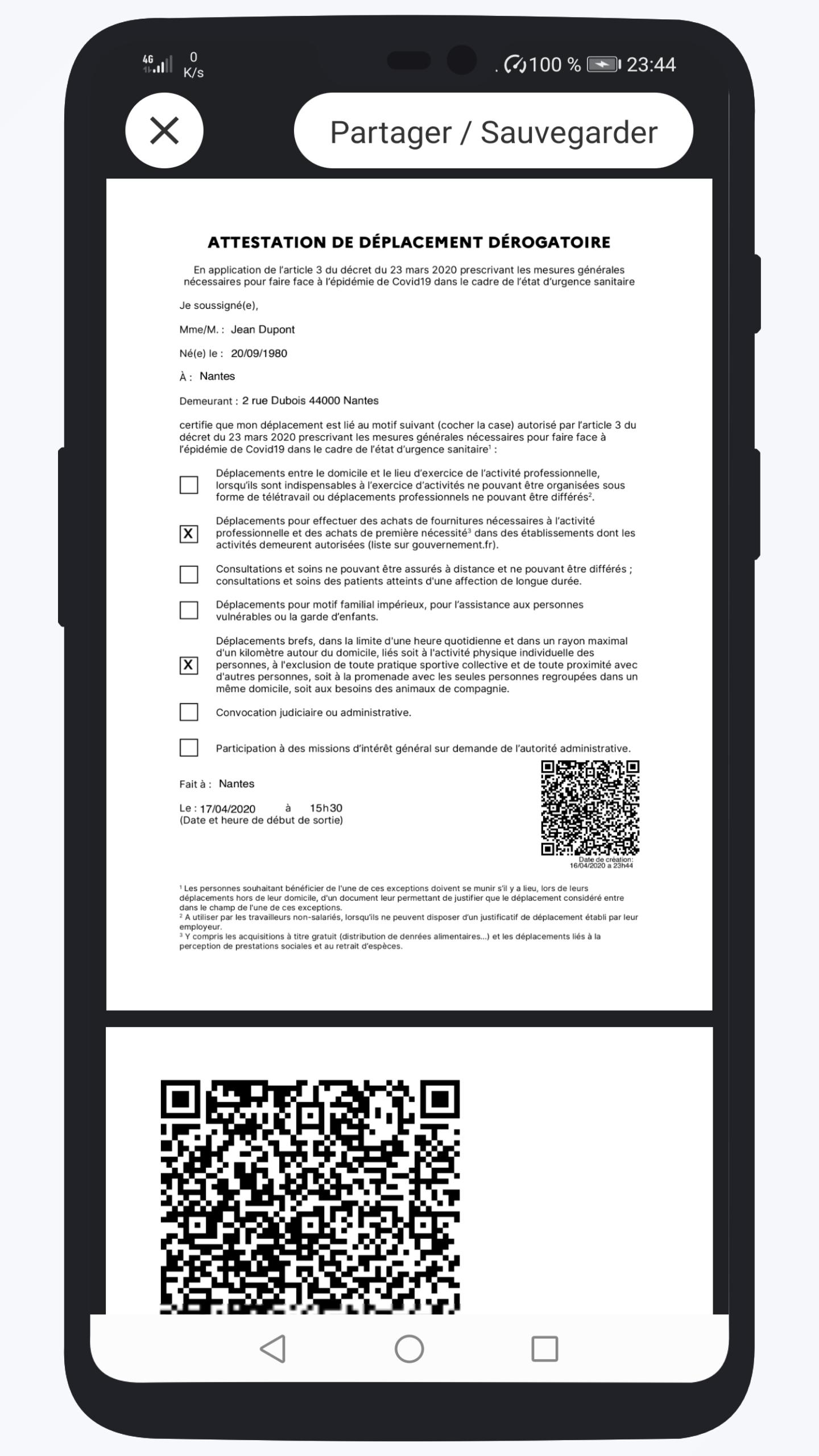 Attestation de déplacement PC