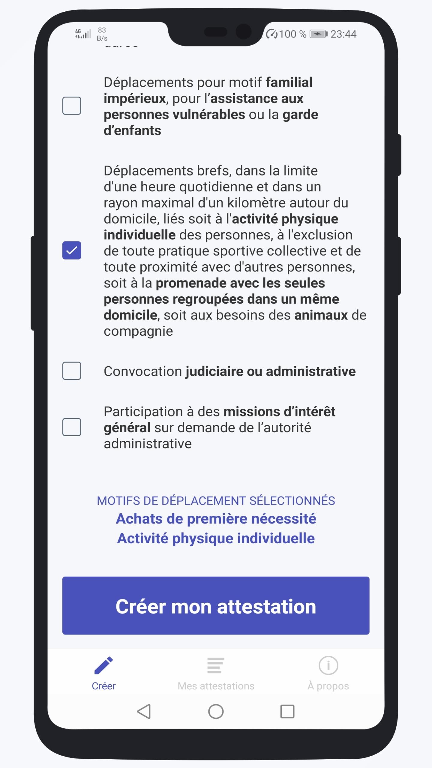 Attestation de déplacement PC