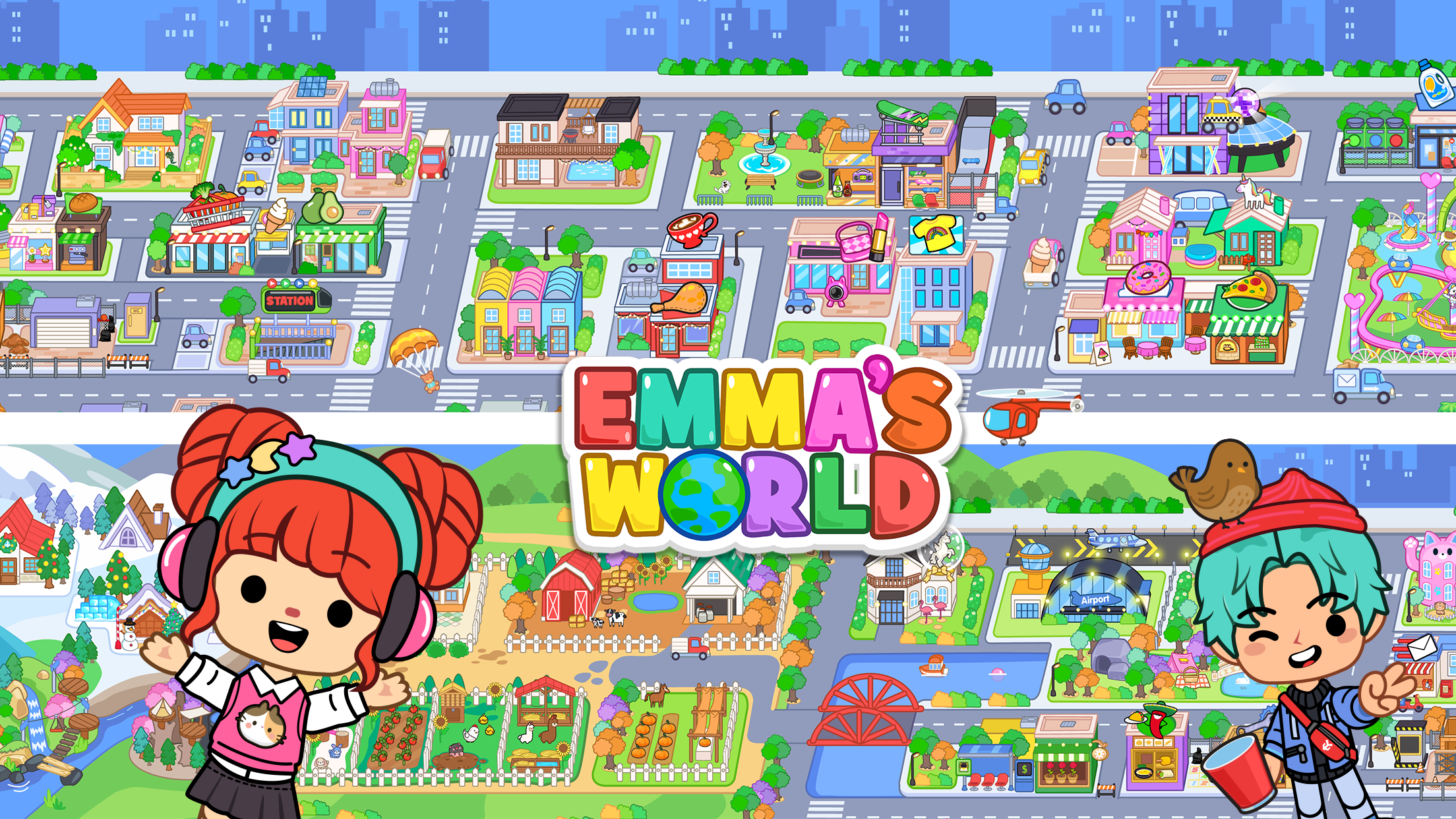 Таун ворлд. Emma s World Town Family игры для девочек.