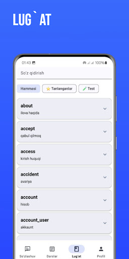 Inglizcha O'zbekcha lug'at ПК