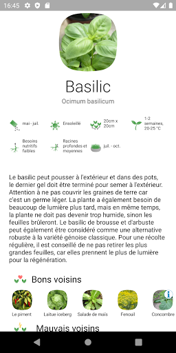 Planificateur de légumes PC