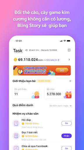 Bling Story: Giải trí nhận quà