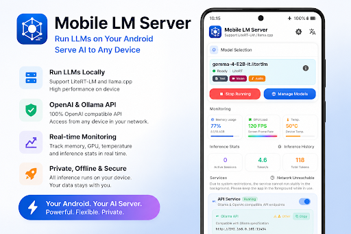 Mobile LM Server - Local AI پی سی