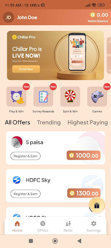 Money Earning App- Chillar پی سی