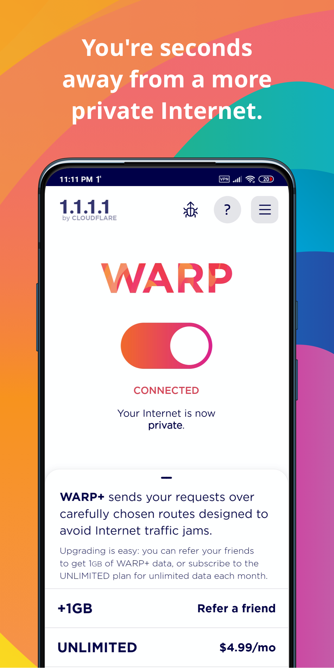 1.1.1.1 + WARP: Safer Internet الحاسوب