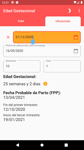 Edad Gestacional (del bebe) PC