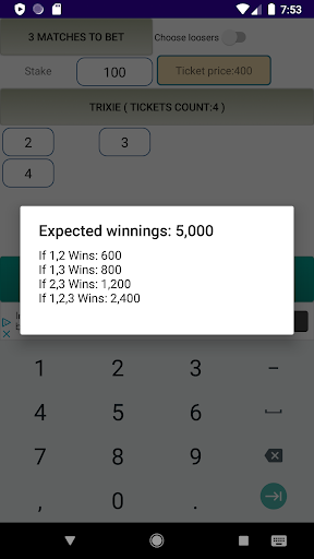 Bet outcome calculator PC