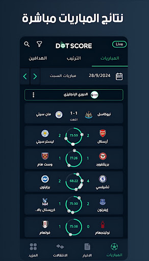 دوت سكور - نتائج مباشرة وأخبار para PC