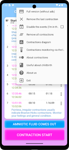 Contraction Timer and Counter PC