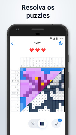 Puzzle de pintar por número (nonogram), jogo educativo para