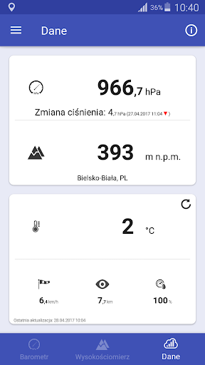 Barometr i Wysokościomierz PC