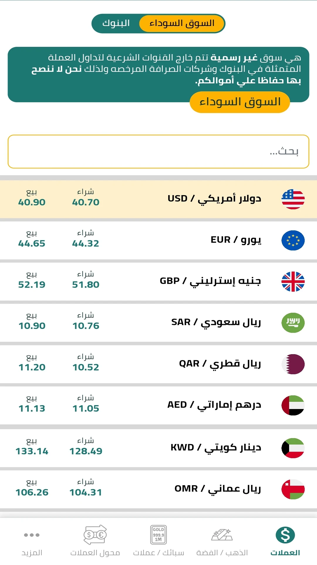 سعر الدولار والذهب والعملات الحاسوب