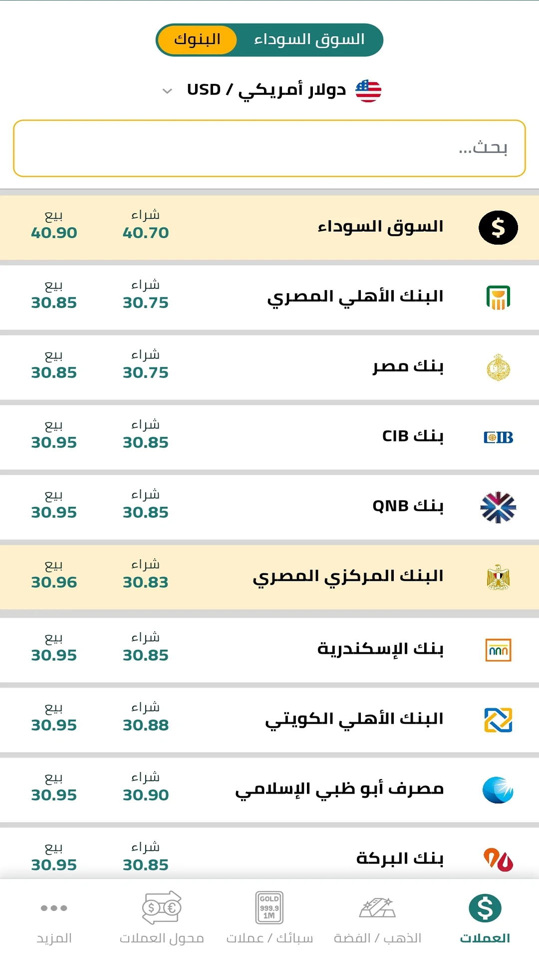 سعر الدولار والذهب والعملات الحاسوب