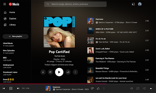 YouTube Music ใน Chromebook PC