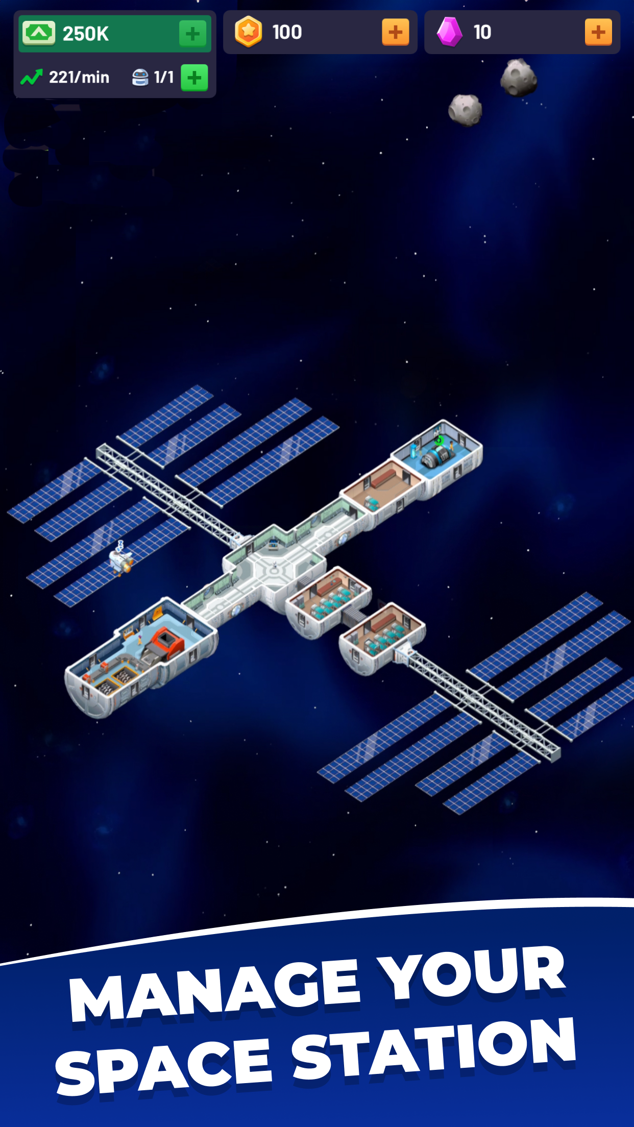 Idle Space Station Tycoon много денег и кристаллов. Space station tycoon