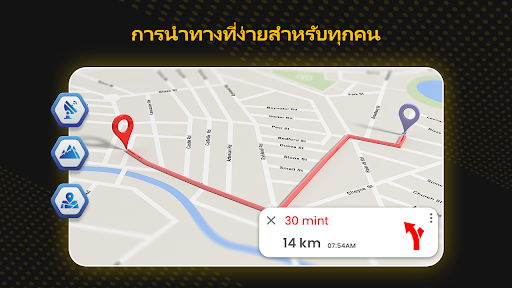 ทิศทางการนําทางแผนที่ GPS PC