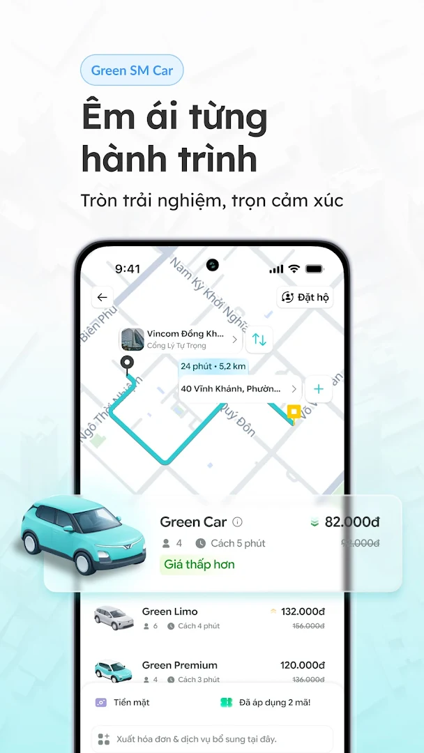 Taxi Xanh SM: Đặt xe taxi điện PC
