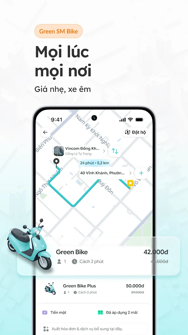 Taxi Xanh SM: Đặt xe taxi điện PC