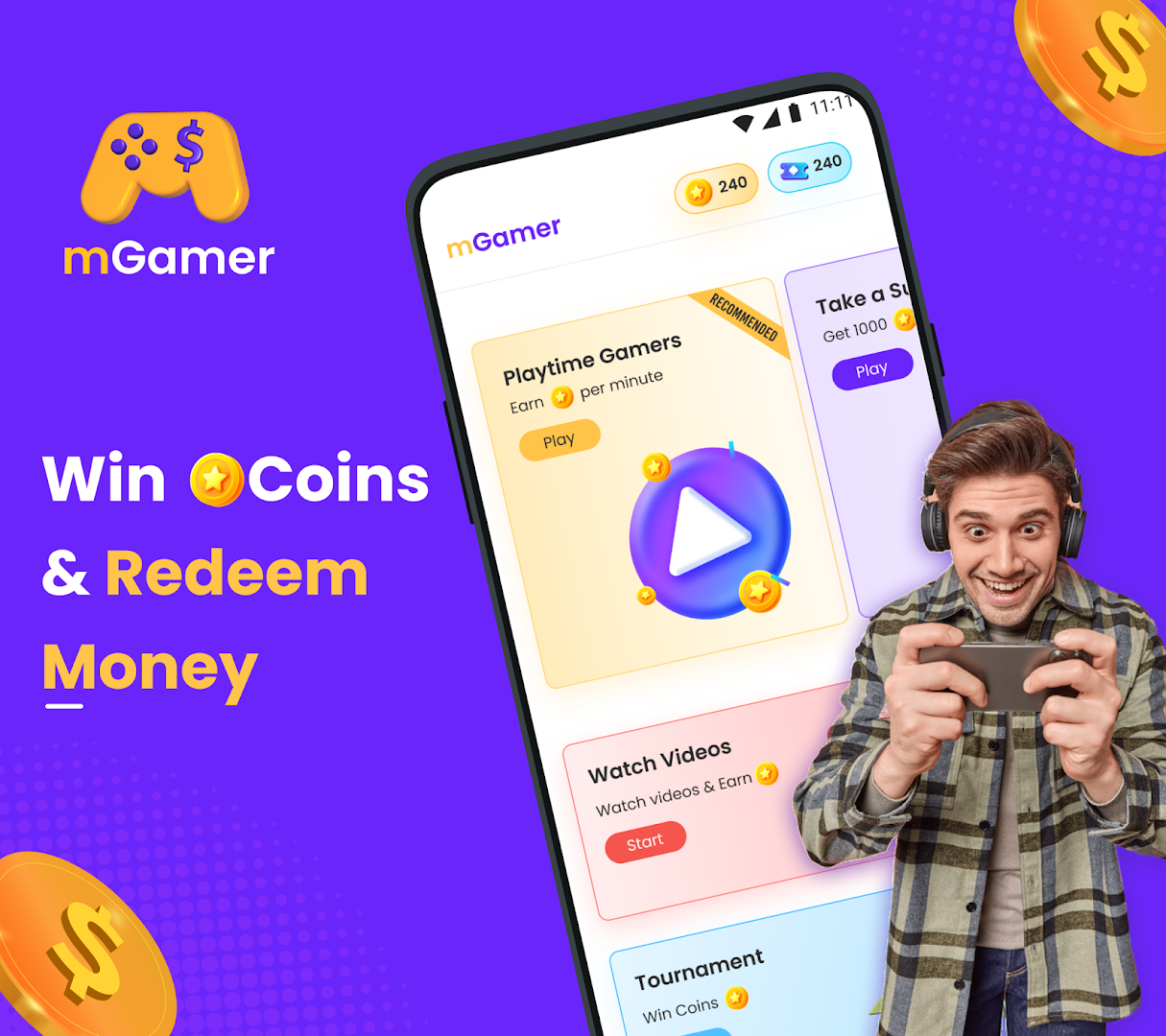 mGamer – Earn Money, Game Currency Reward App PC