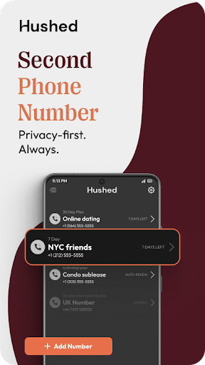 Hushed: US Second Phone Number پی سی