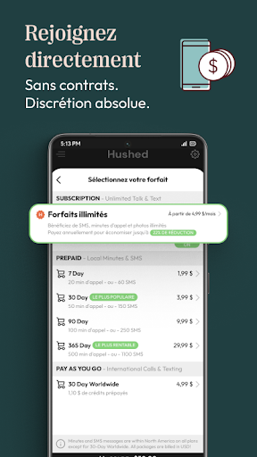 Hushed Numéro de téléphone SMS