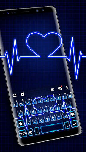 Neon Blue Heartbeat Klavye Tem PC