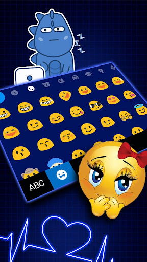 Neon Blue Heartbeat Klavye Tem PC