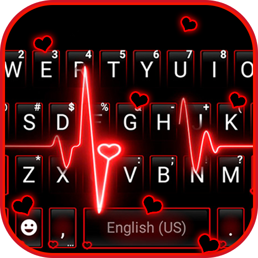 komputer Neon Red Heartbeat Theme