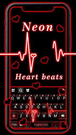 Neon Red Heartbeat Tema PC