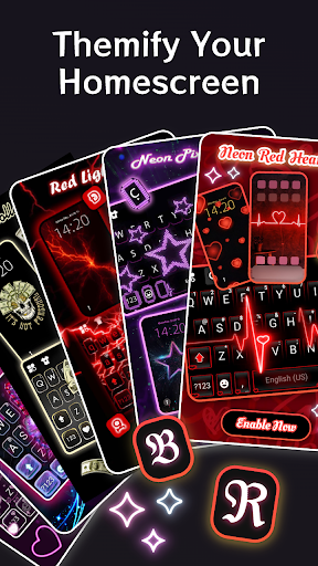 komputer Neon Red Heartbeat Theme