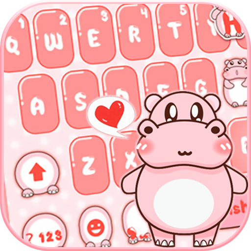 Pink Cute Hippo Theme PC