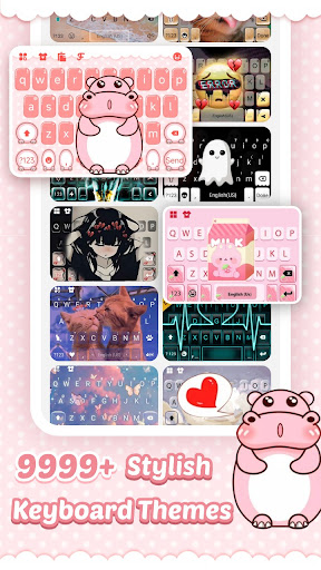 Pink Cute Hippo Theme پی سی